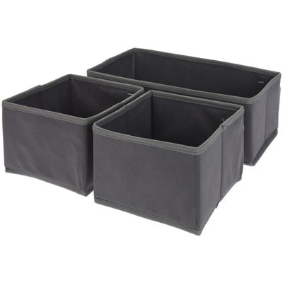 Kast opberg/opruim manden 3-delig donkergrijs 28 x 14 x 11 cm Kast opberg/opruim manden 3-delig donkergrijs 28 x 14 x 11 cm