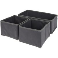 Kast opberg/opruim manden 3-delig donkergrijs 28 x 14 x 11 cm