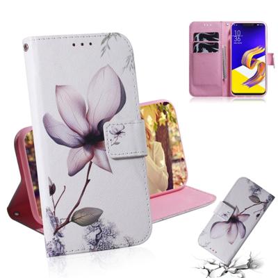 Magnolia bloem patroon gekleurde tekening horizontale Flip lederen case voor ASUS Zenfone 5Z ZS620KL/Zenfone 5 ZE620KL met houder & card slots & port