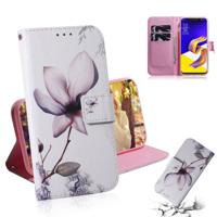 Magnolia bloem patroon gekleurde tekening horizontale Flip lederen case voor ASUS Zenfone 5Z ZS620KL/Zenfone 5 ZE620KL met houder & card slots & port