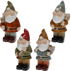 Set van 4x stuks tuinkabouters rood, blauw, groen en geel 27 cm decoratie beeld