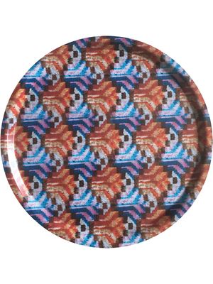 Les-Ottomans plateau Ikat en bois - Rouge