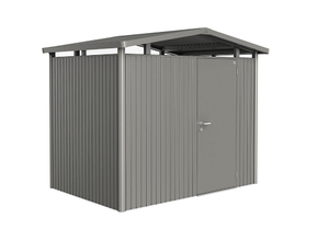 Biohort Metalen tuinhuis Panorama Gr. P2 met standaard deur 273x198 cm kwartsgrijs metallic- Zadeldak- Staal- Biohort