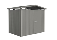 Biohort Metalen tuinhuis Panorama Gr. P2 met standaard deur 273x198 cm kwartsgrijs metallic- Zadeldak- Staal- Biohort