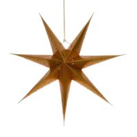 Verlichte kerstster - goud - 60 cm - papier - batterijen - lampion - verlichting - thumbnail