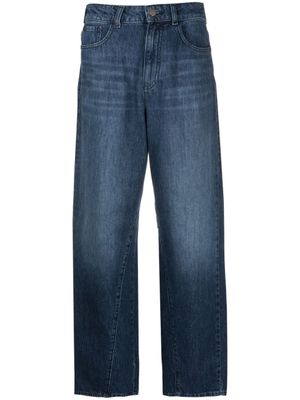 Emporio Armani pantalon ample court à taille haute - Bleu