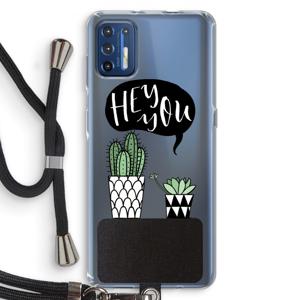 Hey you cactus: Motorola Moto G9 Plus Transparant Hoesje met koord