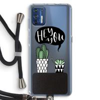 Hey you cactus: Motorola Moto G9 Plus Transparant Hoesje met koord - thumbnail