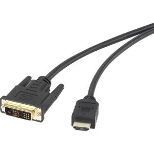 Renkforce RF-4212216 DVI-kabel DVI / HDMI Adapterkabel DVI-D 18+1-polige stekker, HDMI-A-stekker 1.80 m Zwart Vergulde steekcontacten, Schroefbaar