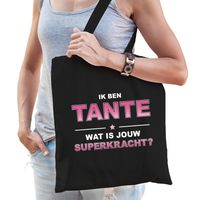 Ik ben tante wat is jouw superkracht tasje zwart voor dames - cadeau tas tante   -