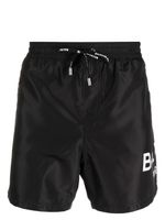 Balmain short de bain à logo imprimé - Noir