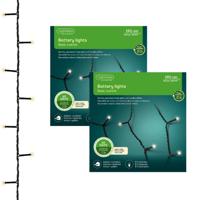 Kerstverlichting - 2x - twinkle - op batterij - warm wit - buiten - 192 lampjes - boomverlichting