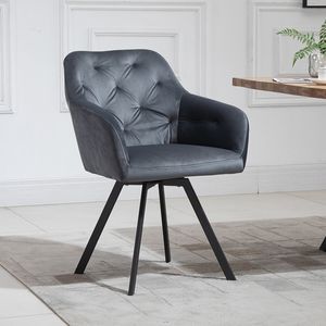 Artistiq Eetkamerstoel 'Romeo' Velvet, Draaibaar, kleur Grijs