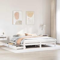 Bedframe zonder matras massief grenenhout wit 200x200 cm