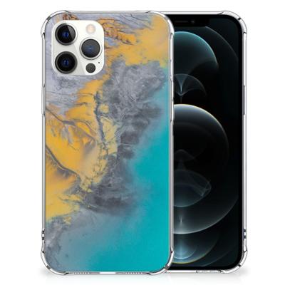iPhone 12 Pro Max Anti-Shock Hoesje Marble Blue Gold iPhone 12 Pro Max Anti-Shock Hoesje Marble Blue Gold