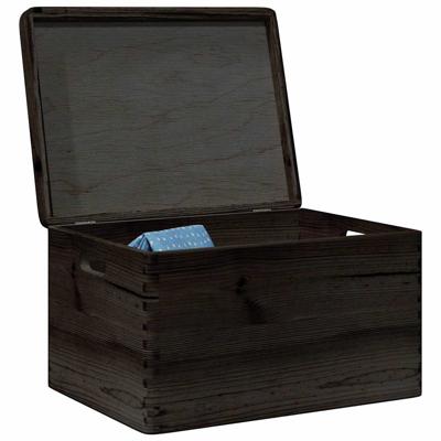 VidaXL Houten kist met deksel&handvatten 40x30x23cm grenenhout zwart