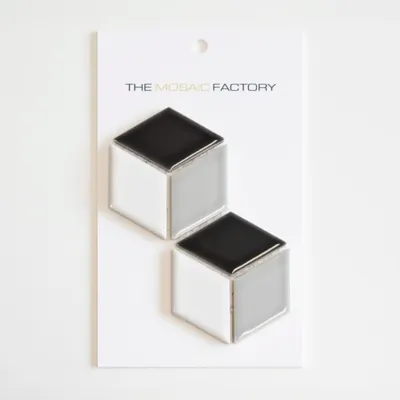 The Mosaic Factory Paris Mozaiek Tegel Cubic - Wit, Grijs, Zwart Mix Porselein Geglazuurd 266x305 mm