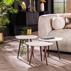 LifestyleFurn Organische Salontafel Tocara Marmer composiet, Set van 3 stuks