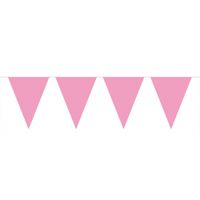 Baby roze slinger met vlaggetjes 10 meter