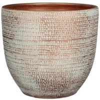 Mica Decorations Plantenpot - terracotta - koper en wit - 35x32cm - thumbnail