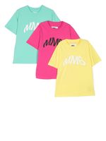 MM6 Maison Margiela Kids lot de trois t-shirts à logo imprimé - Rose