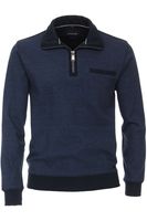Casa Moda Casual Casual Fit Half-Zip Sweater zwart/blauw, Motief