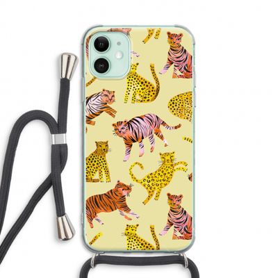 Cute Tigers and Leopards: iPhone 11 Transparant Hoesje met koord
