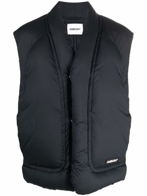 AMBUSH gilet matelassé à boutonnière - Noir