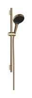 Hansgrohe Rainfinity doucheset 130 3jet met glijstang S Puro 65 cm, push-schuifstuk en Designflex textiel doucheslang 160 cm, Polished Gold Optic