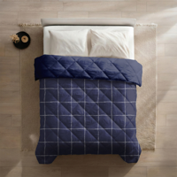 Wasbaar Easy Dekbed Zonder Overtrek - Zonder Overtrek - Scribble Squares - Navy - Dekbed-Discounter.nl