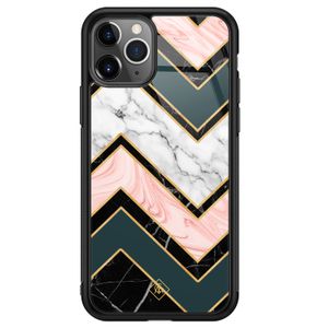 iPhone 11 Pro Max glazen hardcase - Marmer triangles