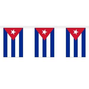 Feest vlaggetjes/vlaggenlijn - 3x - Cuba - 300 cm - slingers versiering - buiten/binnen - polyester