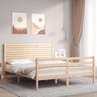 Bedframe met hoofdbord massief hout