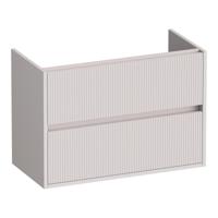 Brauer Adore Wavy - Onderkast Ondiep - 80 cm - met 2 Softclose Lades Greeploos en 1 Sifon Uitsparing - Mat Zand