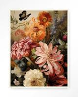 Urban Cotton Wandkleed 'Vintage Flowers' 80 x 110cm in Floating Frame - off white