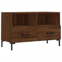 The Living Store Tv-meubel - Bruineiken - 80 x 36 x 50 cm - Bewerkt hout en ijzer - thumbnail