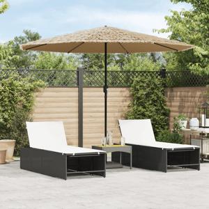 VidaXL Parasol met led&apos;s en stalen paal 324x324x247 cm bruin
