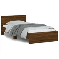 Bedframe met hoofdbord en LED bruin eikenkleur 100x200 cm