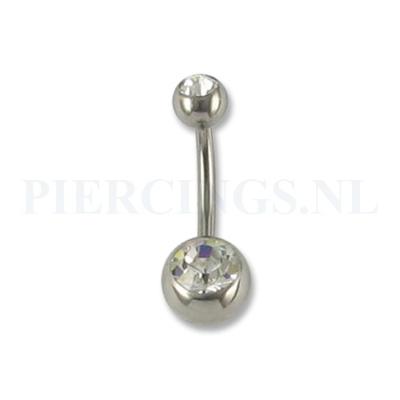 Navelpiercing titanium kristal 5 + 8 mm balletjes
