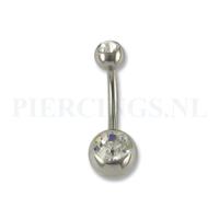 Navelpiercing titanium kristal 5 + 8 mm balletjes