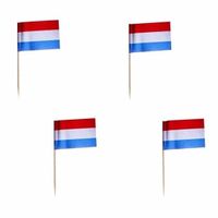 Cocktailprikkers Nederland - 500x - rood/wit/blauw - 8cm - Holland vlaggetjes - thumbnail