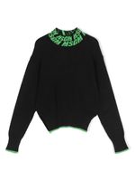 MSGM Kids pull en maille intarsia à design nervuré - Noir - thumbnail