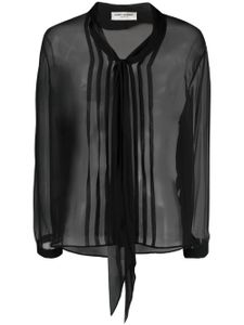 Saint Laurent chemise en soie à col lavallière - Noir