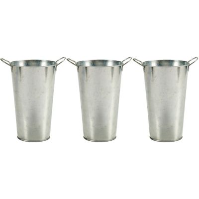 Set van 3x stuks bloempotten/plantenbakken zinken emmer met handvaten 20 x 15 x 23 cm