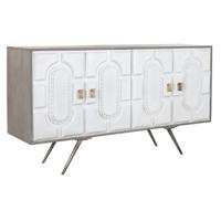 Dressoir DKD Home Decor Grijs Gouden Metaal Wit Mangohout (152 x 43 x 84 cm)