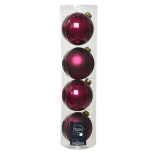 4x stuks glazen kerstballen framboos roze (magnolia) 10 cm mat/glans   -