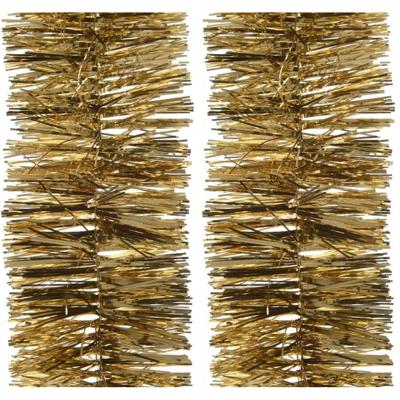 Decoris Kerstslinger - 4x - guirlande - goud - glanzend lametta - 270cm