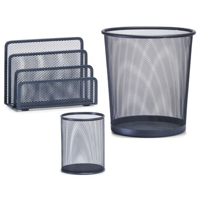 Thuis kantoor luxe bureau inrichting set 3-delig metaal antraciet-kleurig