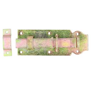 Deltafix schuifslot/hangslotschuif - 1x - 14 x 4.5cm - geel verzinkt staal - deur - schutting - hek   -