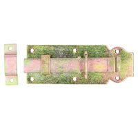 Deltafix schuifslot/hangslotschuif - 1x - 14 x 4.5cm - geel verzinkt staal - deur - schutting - hek   - - thumbnail